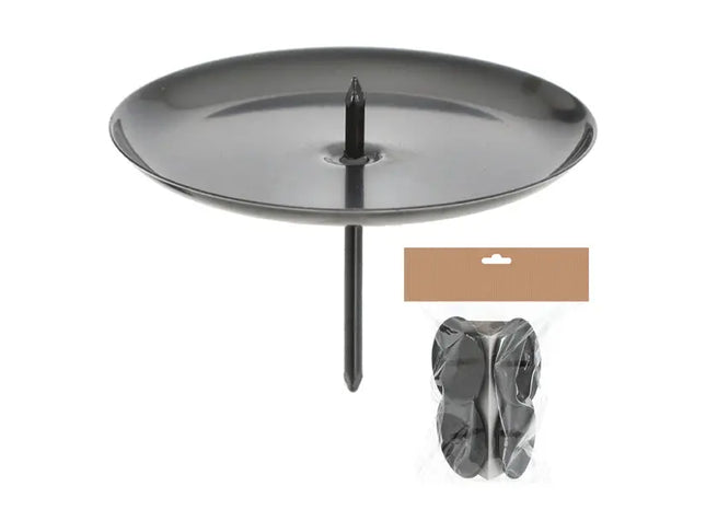 4er Set Schwarze Kerzenhalter mit Tülle - Zeitlose Halterung für 6cm hohe Stabkerzen TK Gruppe® Grosshandel 