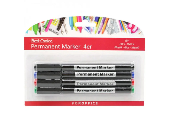 4er-Set Vielseitige Permanentmarker, Sortierte Farben - Multifunktionaler Schreibsatz TK Gruppe® Grosshandel 