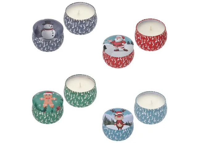 4er Set Weihnachtsduftkerzen in Dosen - Festliche Aromen, 8cm Höhe TK Gruppe® Grosshandel 