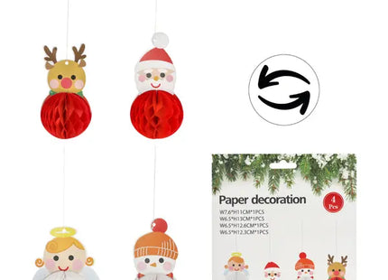 4er Set Weihnachtshänger Honeycomb-Design, Festliche Deko-Anhänger TK Gruppe® Grosshandel 