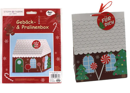 4er Set Weihnachtshaus-Gebäck- und Pralinenboxen für festliche Leckereien TK Gruppe® Grosshandel 