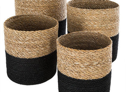 Set aus 4 Körben Jute schwarz