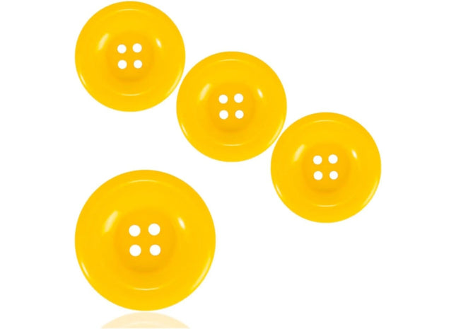 4x Super groß Knöpfe Knopf Mario Waluigi Mario gelb für Kostüm, Verkleidung, Erwachsene Latzhose Karneval Fasching Damen und Herren (4x)