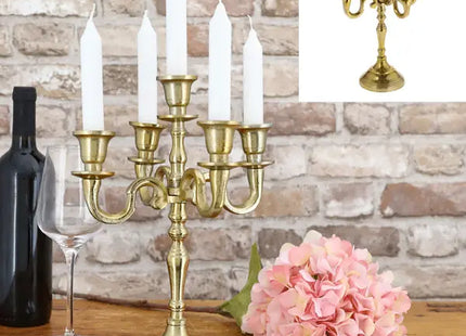 5-armiger Kerzenleuchter, Rohgold-Look, Höhe ca. 30 cm – Stilvolles Wohnaccessoire TK Gruppe® Grosshandel 