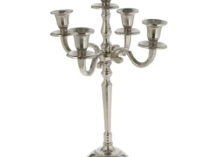 5-armiger Kerzenleuchter, Rohsilber-Finish, Höhe ca. 40 cm – Eleganter Lichtspender TK Gruppe® Grosshandel 