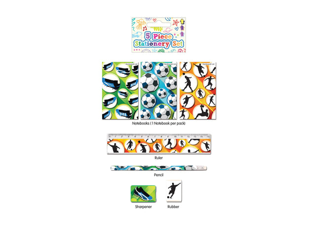 5-teiliges Fußball-Briefpapier-Set, Schreiben für Kinder, Themenpaket TK Gruppe® Grosshandel 