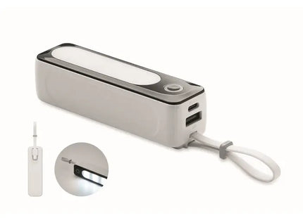5000 mAh Powerbank mit COB POWLIGHT Beleuchtung - Kompakt, Effizient - Weiß TK Gruppe® Grosshandel 