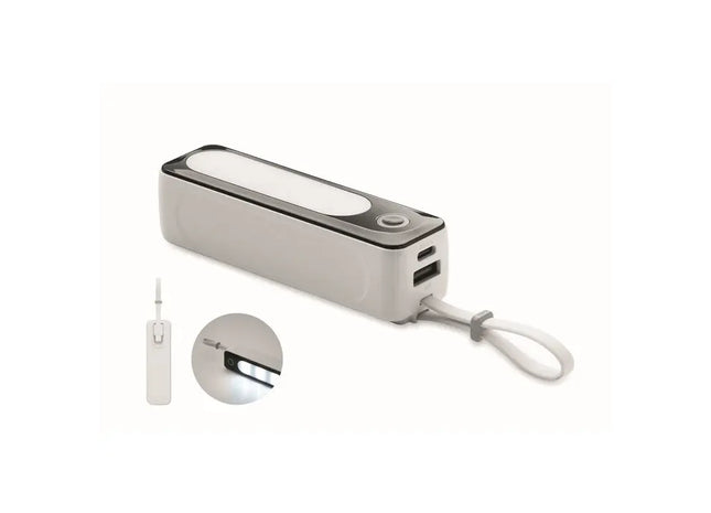 5000 mAh Powerbank mit COB POWLIGHT Beleuchtung - Kompakt, Effizient - Weiß TK Gruppe® Grosshandel 