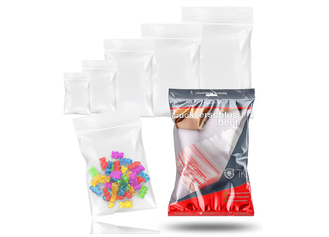 500x Druckverschlussbeutel Zip Set - reißfest & transparent Plastikbeutel Plastiktüten Polybag Zipper Beutel klein & groß (500x)