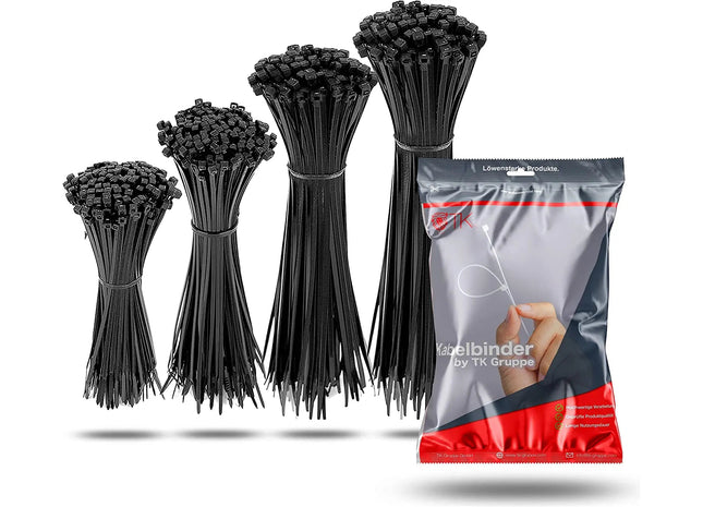 500x Kabelbinder cable ties schwarz Set - kurz & lang - reißfest & UV beständig - diverse Längen - für Handwerk & Haushalt