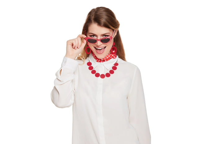 50er-Jahre Damen-Outfit, 5-teiliges Set in Rot, Vintage-Kleidung TK Gruppe® Grosshandel 
