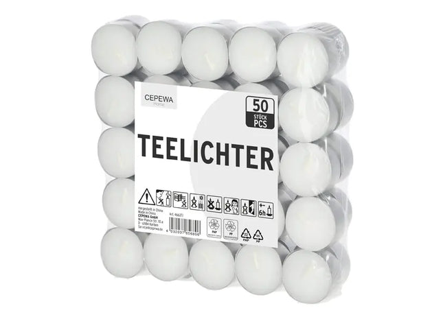 50er-Pack Weiße Teelichter - Vielseitige Beleuchtung für Jeden Anlass TK Gruppe® Grosshandel 