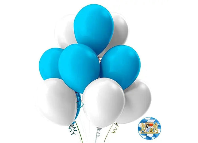 50x Luftballons Ø 35 cm Mix weiß & blau als Deko Dekoration für Ihr Okotberfest Dahoum Wiesn, Canstatter WASN (50x Luftballons)