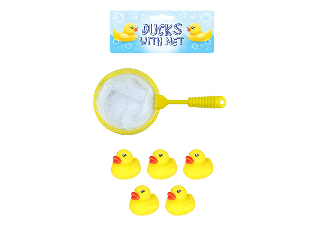 5Er Set Enten Mit Netz, 2,5-3 cm, Badespielzeug für Kinder TK Gruppe® Grosshandel 