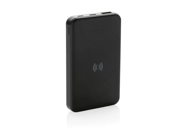 5W Kabellose Powerbank 5.000 mAh aus RCS recyceltem Kunststoff - Schwarz TK Gruppe® Grosshandel 