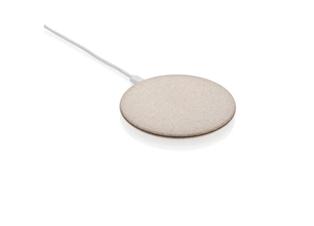5W Weizenstroh Kabelloses Ladegerät - Khaki - Nachhaltige Wireless Ladestation TK Gruppe® Grosshandel 
