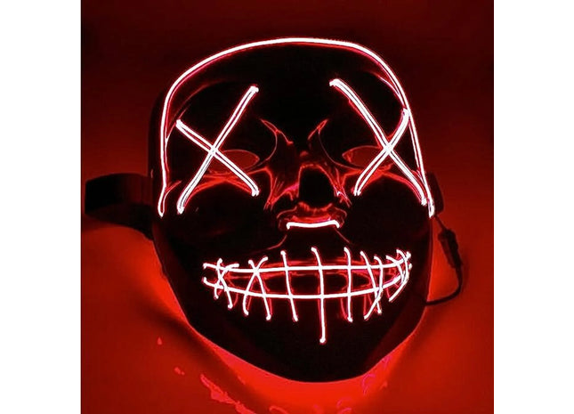 LED Grusel rot Maske - wie aus Purge steuerbar, Gesicht leuchtend, LED Maske für Halloween, Fasching & Karneval