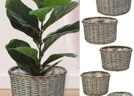 5er Set Rattan Pflanzkörbe, Durchmesser 37cm - Natürliches Flair für Ihr Zuhause TK Gruppe® Grosshandel 