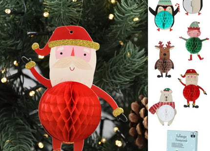 5er Set Wabenpapier Weihnachtsdekorationen, hängende Festfiguren TK Gruppe® Grosshandel 