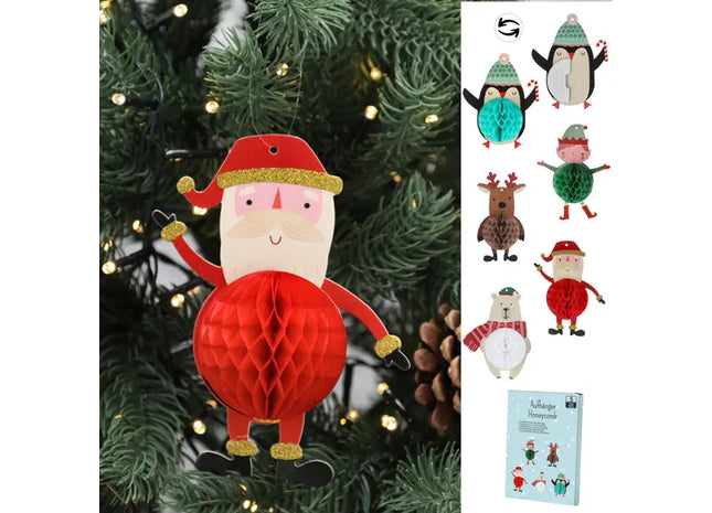 5er Set Wabenpapier Weihnachtsdekorationen, hängende Festfiguren TK Gruppe® Grosshandel 