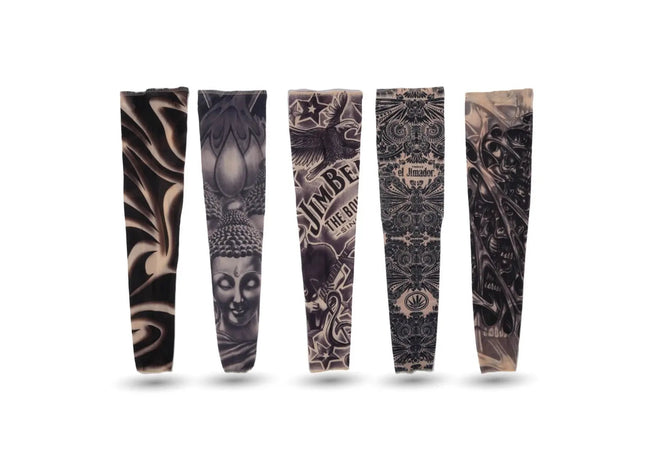 5x Tattoo Ärmel Tattoo Strumpf aus Nylon - täuschend echt -Armstrumpf für Fasching & Karnival & Halloween - Rocker