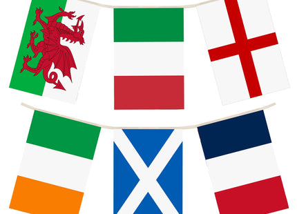 6-Nationen-Flaggenkette, 10 m, 18 PVC-Flaggen, 20 x 31 cm, wetterfest TK Gruppe® Grosshandel 