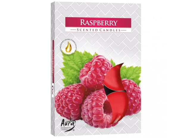 6 Raspberry-Scented Candle Lights in Foldable Packaging - Aromatherapy Tea Candles TK Gruppe® Grosshandel 