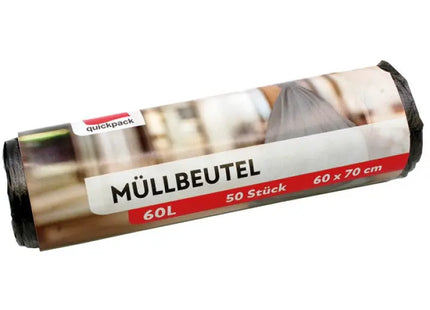 60L Müllbeutel Grau, 60x70 cm, 50 Stück auf Rolle - Robuste Abfallsäcke für Haushalt und Büro TK Gruppe® Grosshandel 