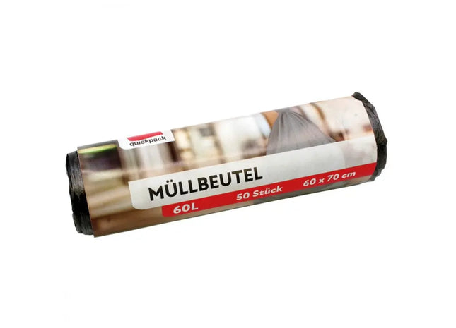 60L Müllbeutel Grau, 60x70 cm, 50 Stück auf Rolle - Robuste Abfallsäcke für Haushalt und Büro TK Gruppe® Grosshandel 