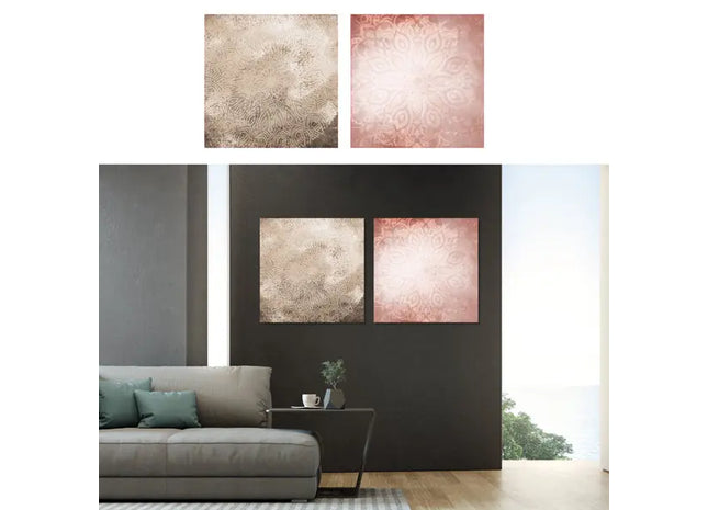 60x60cm Mandala-Leinwandbilder (2er-Set) – Premium Wandkunst Dekor | Lebendige, künstlerische Akzente TK Gruppe® Grosshandel 