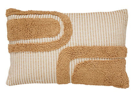 Mohn-Kissen 38 x 58 cm beige Leinen getuftete Baumwolle