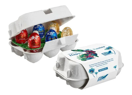 6er Ostereier-Karton mit Lindt Lindor Mini-Eiern – Inklusive Personalisierung TK Gruppe® Grosshandel 