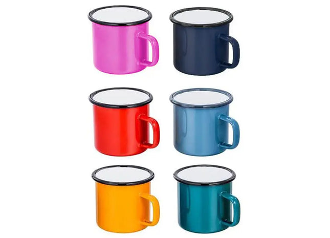 6er Set Emaille-Becher, Schlichtes Unifarben-Design, Robust für Alltag und Outdoor TK Gruppe® Grosshandel 