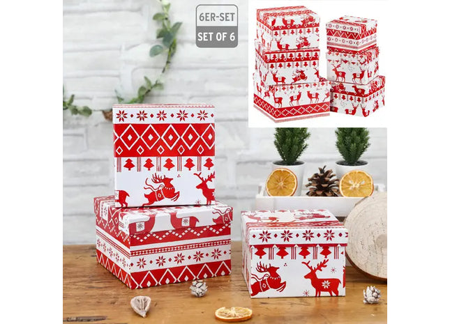 6er-Set Quadratische Boxen 'Nordic Xmas' – Festliche Aufbewahrung TK Gruppe® Grosshandel 