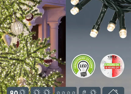 6m LED-Lichterkette mit 80 Leuchten - Gemütliches Ambiente für Kleinräume TK Gruppe® Grosshandel 