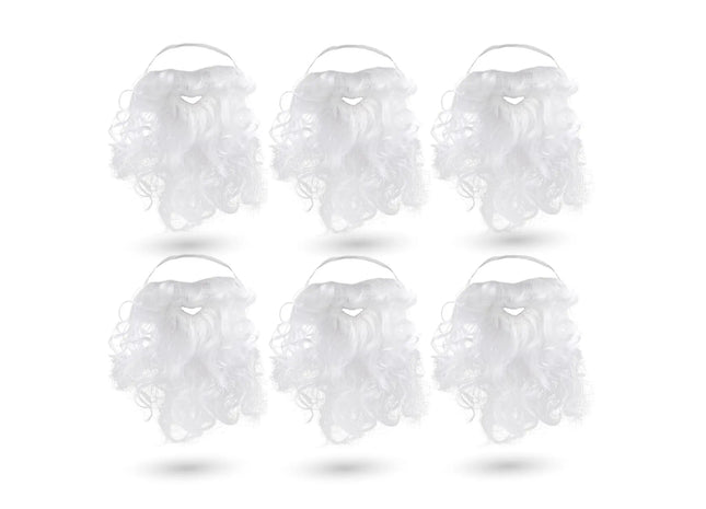 6x Weihnachtsmannbart - Nikolausbart Bart weiß Weiss - zum Verkleiden als Nikolaus - Weihnachtsmann - Santa - Weihnachten