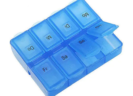 7-Tage-Pillendose - Frosted Blau Wöchentlicher Medikamenten-Organizer Reise-Pillenbox TK Gruppe® Grosshandel 