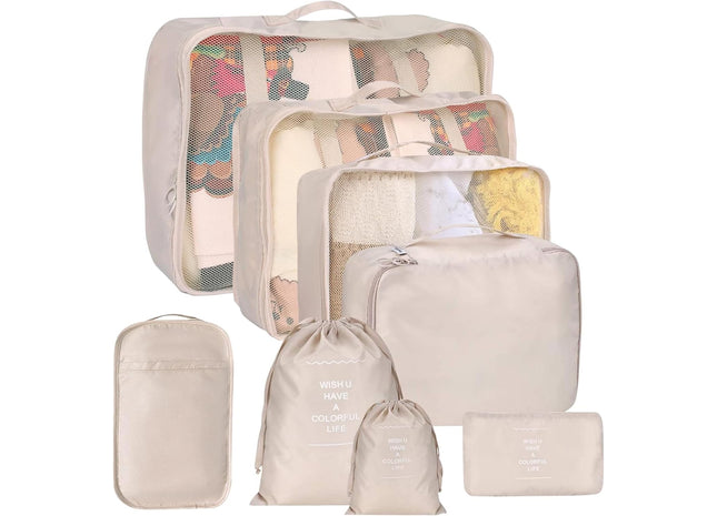 8er Set Kofferorganizer Packtaschen mit Kosmetiktasche - Packtaschen - Packing Cubes - Reiseorganizer & Kleidertaschen für Reisen - Travel Bag