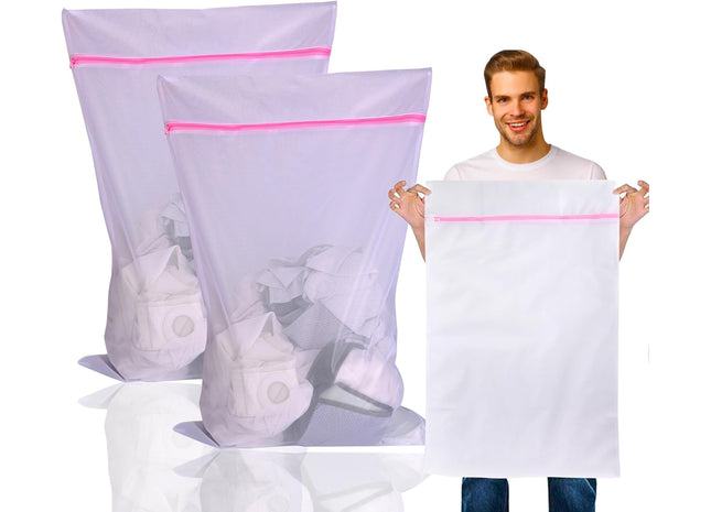 2x XXL Premium Wäschenetz 60x90 cm Set Groß - Netz für Waschmaschine - Wäschesack - Waschsack & Wäschebeutel mit Reißverschluss