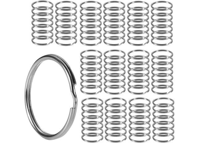 100x Schlüsselring Set - Metallring für Schlüsselanhänger - Ø 25 mm - Edelstahl Ring - Key Rings & Key Chain - Ringhalter silber