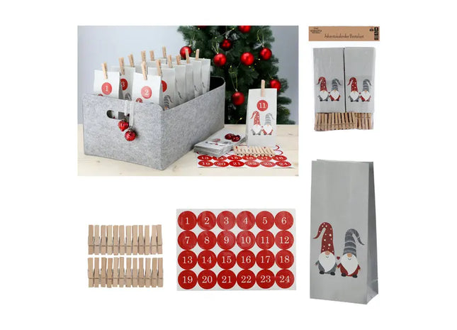 72-teiliges Wichtel-Bastelset für Adventskalender - DIY Weihnachtsspaß TK Gruppe® Grosshandel 