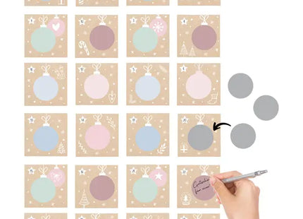 73-teiliger Rubbel-Adventskalender zum Aufhängen für die Vorweihnachtszeit TK Gruppe® Grosshandel 