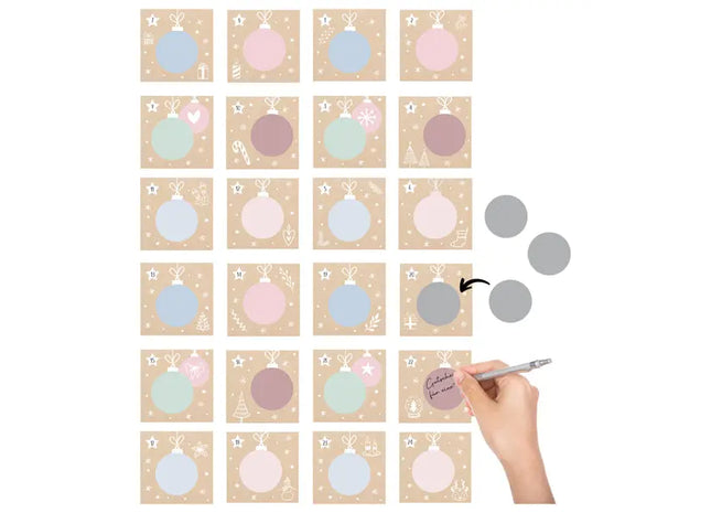 73-teiliger Rubbel-Adventskalender zum Aufhängen für die Vorweihnachtszeit TK Gruppe® Grosshandel 