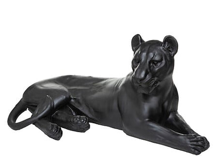 Statuette liegender Leopard schwarz H38cm