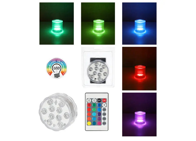 7cm LED-Unterwasserlicht mit RGB-Farben - Wasserdicht, Fernbedienung, ideal für Pools TK Gruppe® Grosshandel 