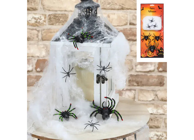 7er-Set Dekorative Spinnennetz mit Spinnen für Halloween TK Gruppe® Grosshandel 