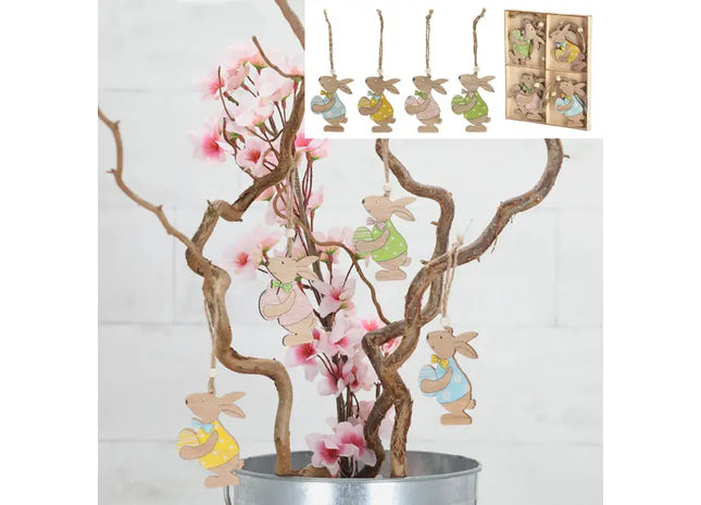 8-teiliges Hasen-Anhängerset, ca. 7 cm Hoch - Ideale Osterdekoration TK Gruppe® Grosshandel 