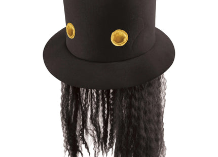 80er Jahre Gitarrenmann-Hut mit Haaren, Erwachsener – Retro-Musiker-Verkleide-Accessoire TK Gruppe® Grosshandel 