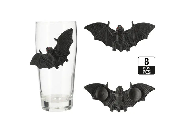 8er Set Fledermäuse mit Saugnäpfen, Halloween Deko, je 10x4cm TK Gruppe® Grosshandel 
