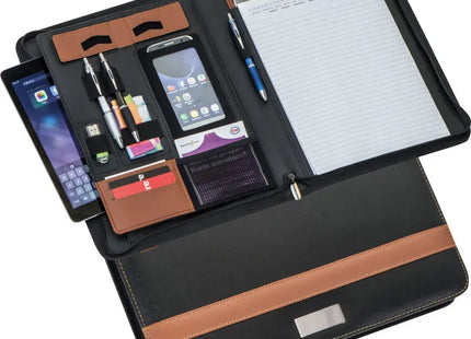 A4 Schreibmappe aus Lederfaserstoff - braun - Businessmappe, Konferenzmappe, Dokumentenmappe TK Gruppe® Grosshandel 